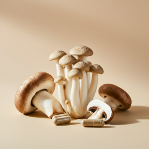 Fresh mushroom ingredients.